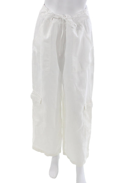 Faithfull The Brand Women Cargo Pants White Linen Size 10