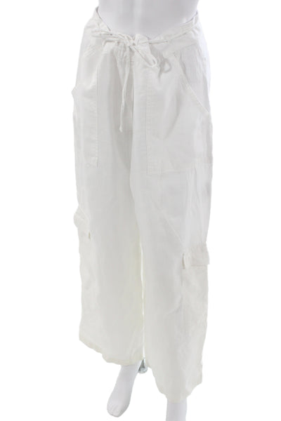 Faithfull The Brand Women Cargo Pants White Linen Size 10