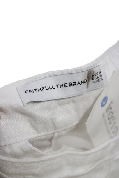 Faithfull The Brand Women Cargo Pants White Linen Size 10