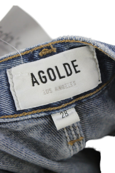 Agolde Unisex Cropped Straight Jeans Dark Blue High Rise Size 28