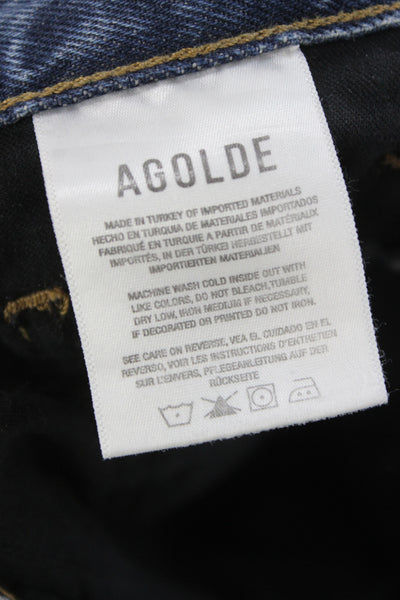 Agolde Unisex Cropped Straight Jeans Dark Blue High Rise Size 28