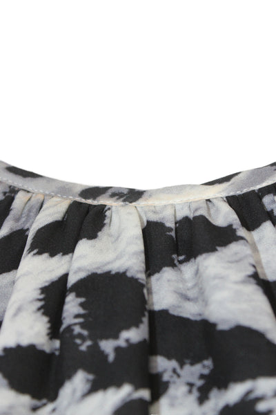Parker Womens Black Silk High Neck Animal Print Sleeveless Tank Size XS