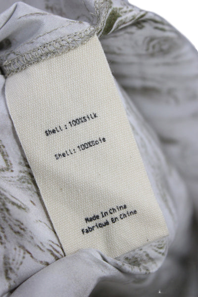 L Agence Womens Silk Collared 3/4 Sleeve Button Up Blouse Beige Size M