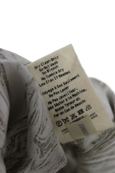 L Agence Womens Silk Collared 3/4 Sleeve Button Up Blouse Beige Size M