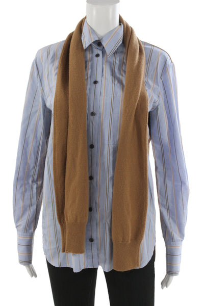 Derek Lam 10 Crosby Unisex Striped Blue Collared Button-Down Long Sleeve Size 2