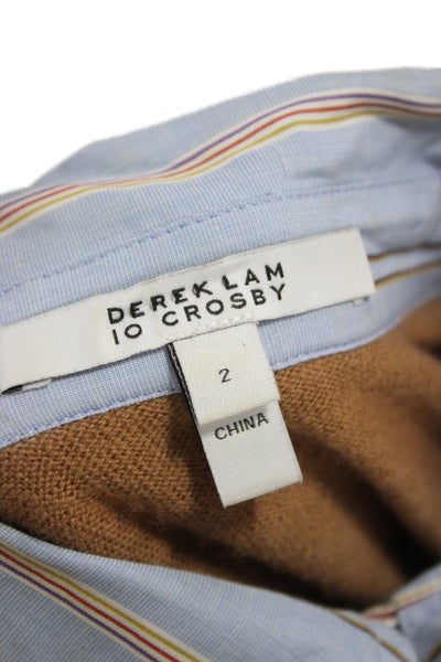 Derek Lam 10 Crosby Unisex Striped Blue Collared Button-Down Long Sleeve Size 2