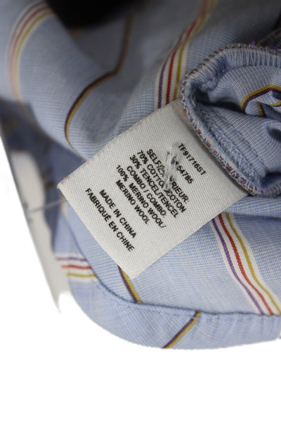 Derek Lam 10 Crosby Unisex Striped Blue Collared Button-Down Long Sleeve Size 2