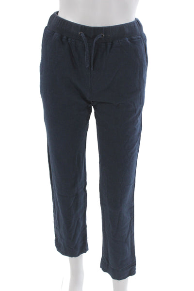 Vince Unisex Jogger Pants Dark Blue Linen Rayon Drawstring Solid Size L
