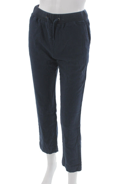 Vince Unisex Jogger Pants Dark Blue Linen Rayon Drawstring Solid Size L