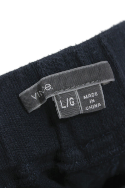 Vince Unisex Jogger Pants Dark Blue Linen Rayon Drawstring Solid Size L