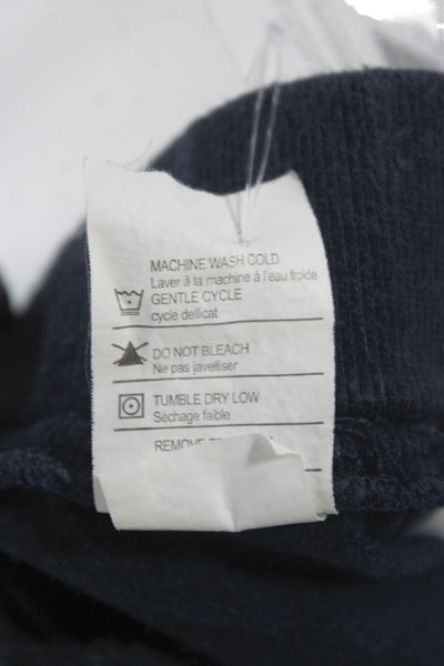 Vince Unisex Jogger Pants Dark Blue Linen Rayon Drawstring Solid Size L
