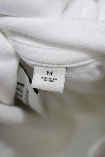 Scotch & Soda Mens Pullover Hoodie White Organic Cotton Graphic Print Size M