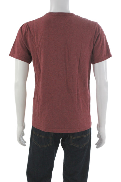 Maison Kitsune Mens Red Cotton Solid Crew Neck T-Shirt Size S