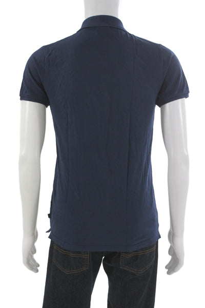 Scotch & Soda Mens Short Sleeves Polo Shirt Navy Blue Cotton Size Small