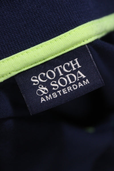 Scotch & Soda Mens Short Sleeves Polo Shirt Navy Blue Cotton Size Small