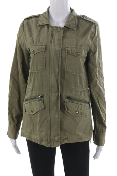 Lily Aldridge For Velvet Womens Green Collared Military Jacket Cotton Size S