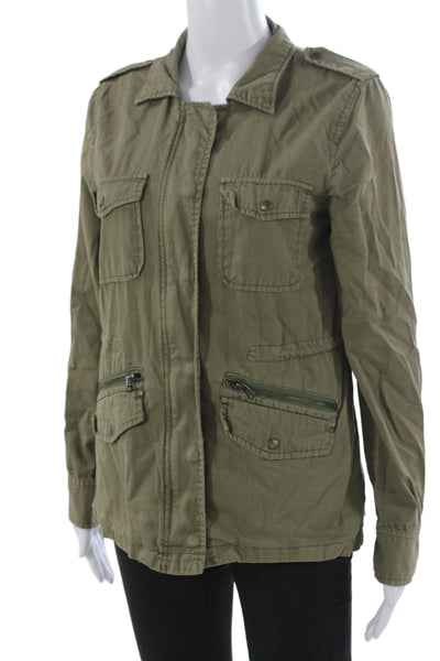 Lily Aldridge For Velvet Womens Green Collared Military Jacket Cotton Size S