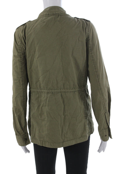 Lily Aldridge For Velvet Womens Green Collared Military Jacket Cotton Size S