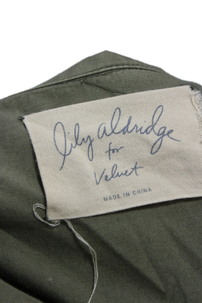 Lily Aldridge For Velvet Womens Green Collared Military Jacket Cotton Size S