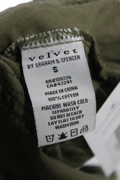 Lily Aldridge For Velvet Womens Green Collared Military Jacket Cotton Size S