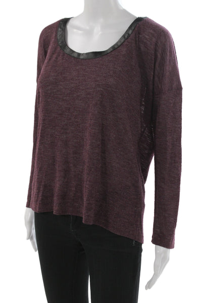 Splendid Women Purple Jersey Basic Long Sleeve Round Neck Top Size S