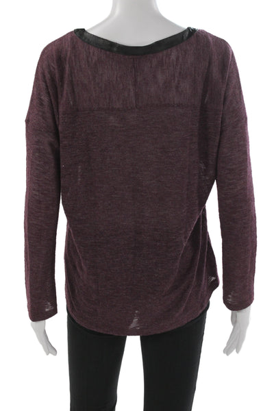 Splendid Women Purple Jersey Basic Long Sleeve Round Neck Top Size S