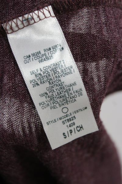 Splendid Women Purple Jersey Basic Long Sleeve Round Neck Top Size S