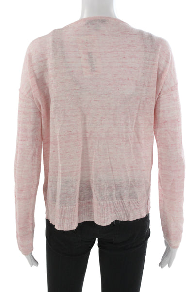 SWTR Unisex Cardigan Pink Linen V Neck Button Long Sleeve Size S