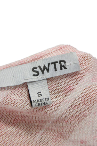 SWTR Unisex Cardigan Pink Linen V Neck Button Long Sleeve Size S