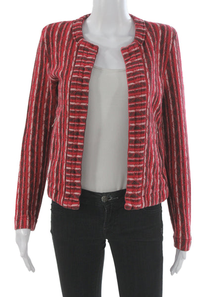 IRO Womens Red Striped Wool Polyester Zip Jacket Long Sleeve Size 36