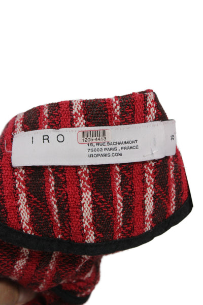 IRO Womens Red Striped Wool Polyester Zip Jacket Long Sleeve Size 36