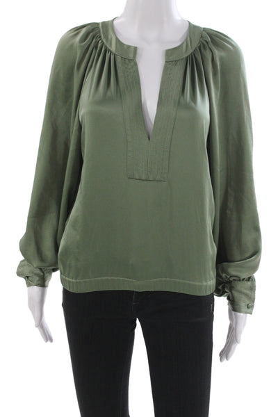 Ramy Brook Women Green Tunic Blouse Long Sleeve Petite Size S
