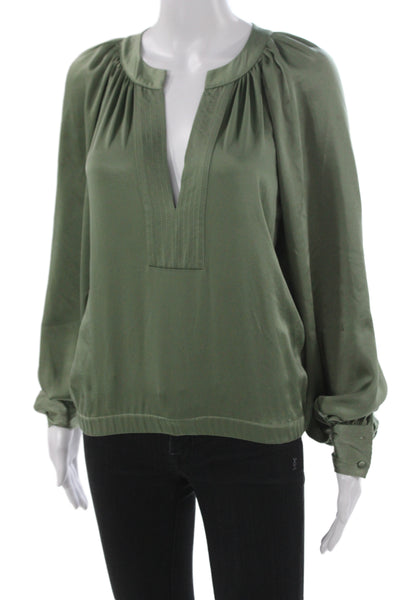Ramy Brook Women Green Tunic Blouse Long Sleeve Petite Size S