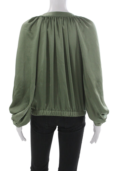 Ramy Brook Women Green Tunic Blouse Long Sleeve Petite Size S