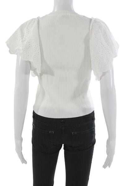 Lucy Paris Women Cropped T-Shirt White Crew Neck Short Sleeve Size XS
