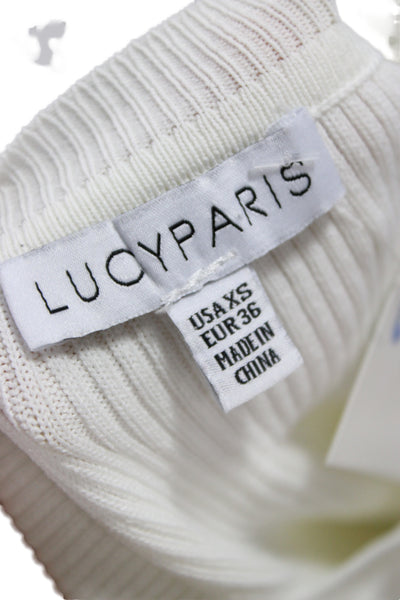 Lucy Paris Women Cropped T-Shirt White Crew Neck Short Sleeve Size XS