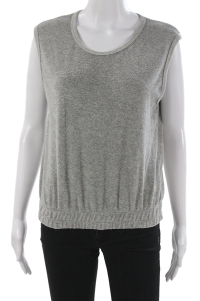 Perfect White Tee Women Gray Sleeveless Round Neck Top Cotton Blend Size S