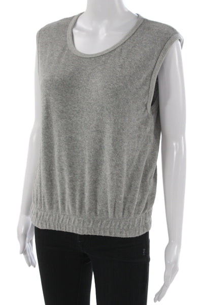 Perfect White Tee Women Gray Sleeveless Round Neck Top Cotton Blend Size S