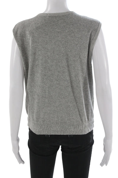 Perfect White Tee Women Gray Sleeveless Round Neck Top Cotton Blend Size S