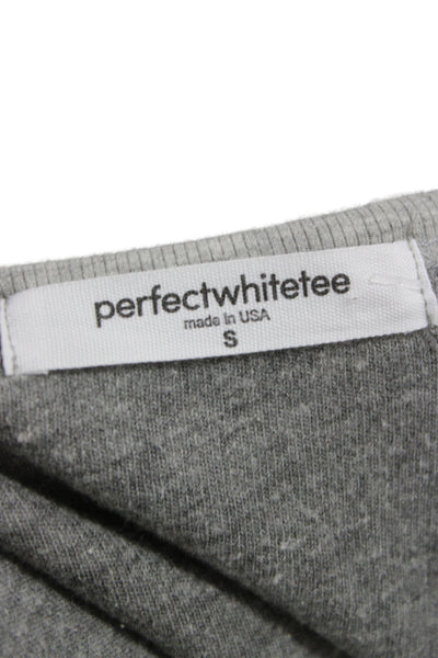 Perfect White Tee Women Gray Sleeveless Round Neck Top Cotton Blend Size S