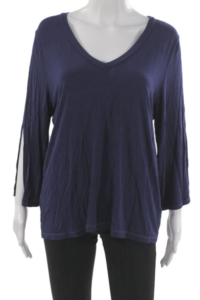 Michael Stars Women Basic V-Neck 3/4 Sleeve Dark Blue Blouse Size One Size