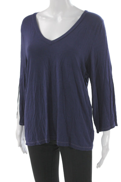 Michael Stars Women Basic V-Neck 3/4 Sleeve Dark Blue Blouse Size One Size