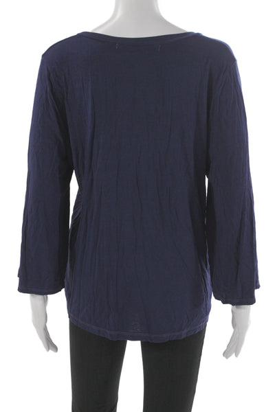 Michael Stars Women Basic V-Neck 3/4 Sleeve Dark Blue Blouse Size One Size