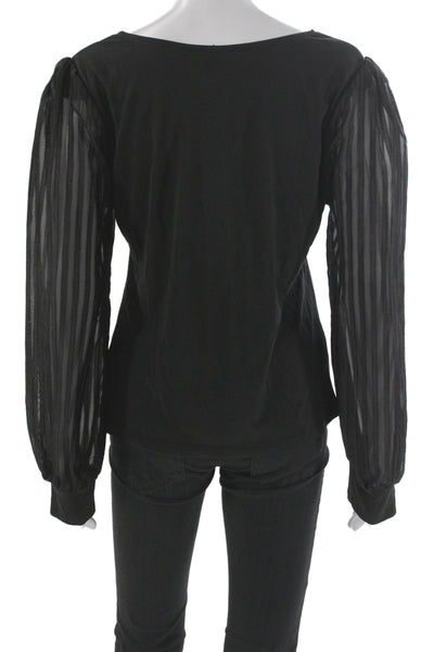 Heartloom Women Black Gothic Long Sleeve Round Neck Blouse Size L