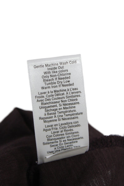 Nation LTD Womens Brown Pima Cotton V-Neck 3/4 Sleeve T-Shirt Size S