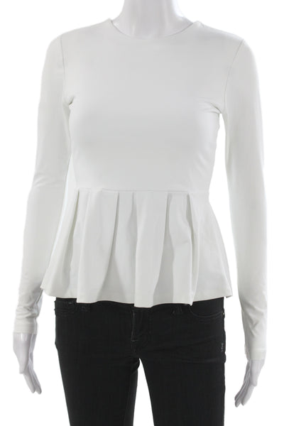 Susana Monaco Women White Crew Neck Long Sleeve Blouse Size XS