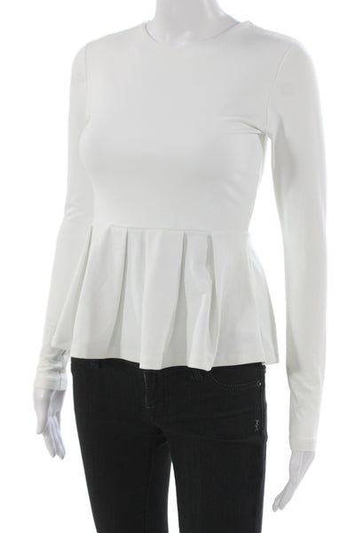 Susana Monaco Women White Crew Neck Long Sleeve Blouse Size XS