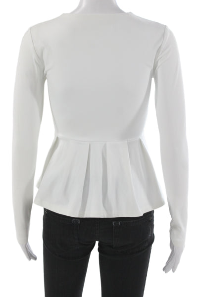 Susana Monaco Women White Crew Neck Long Sleeve Blouse Size XS