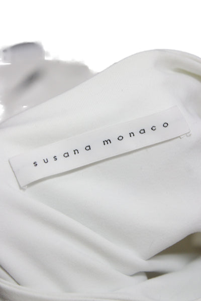 Susana Monaco Women White Crew Neck Long Sleeve Blouse Size XS