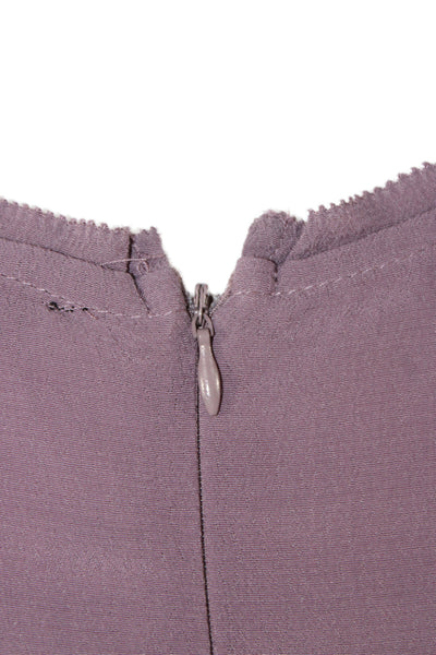 Olivaceous Women Purple Linen Blend Crew Neck Long Sleeve Zip Blouse Size S